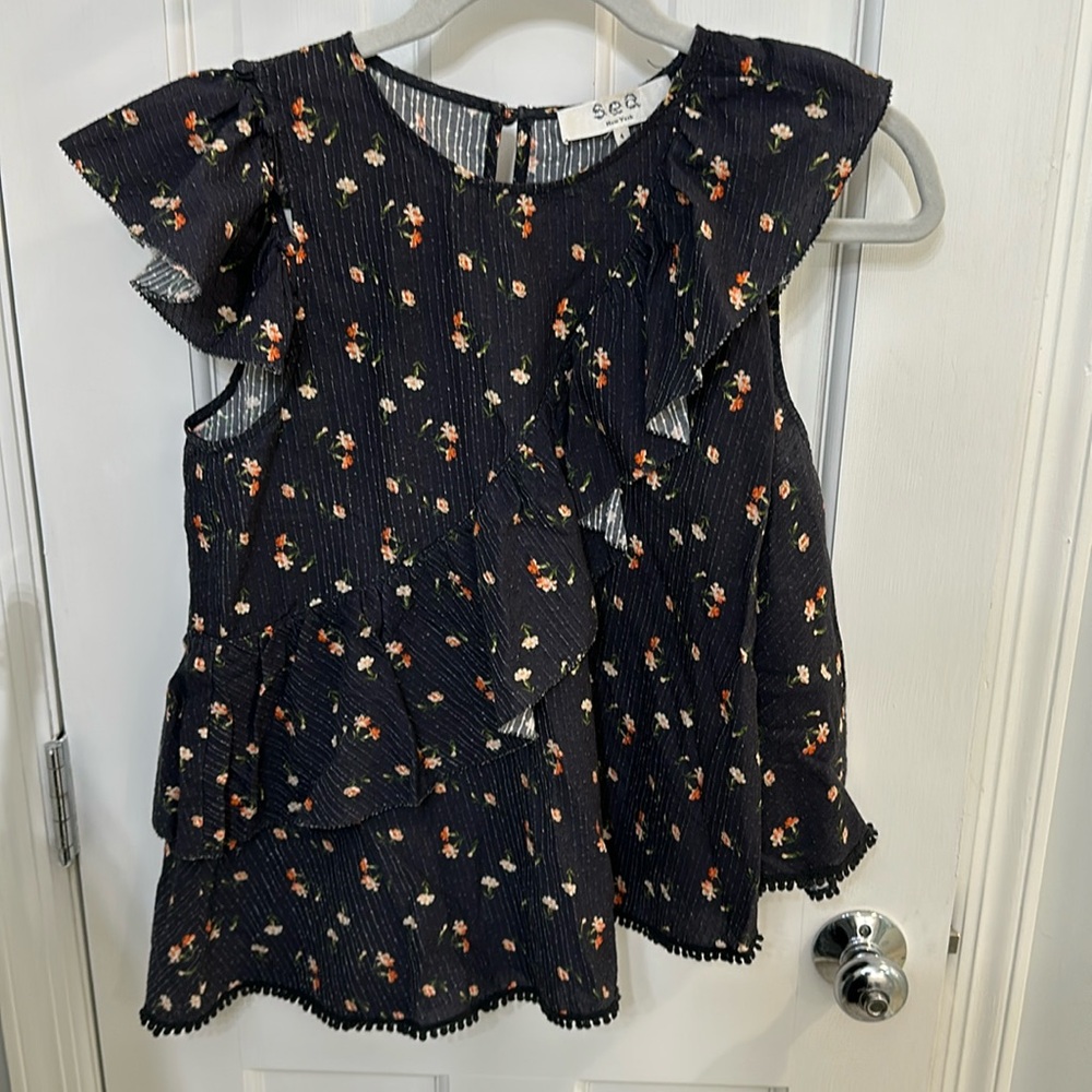 SEA New York cotton ruffle top. Size 4.